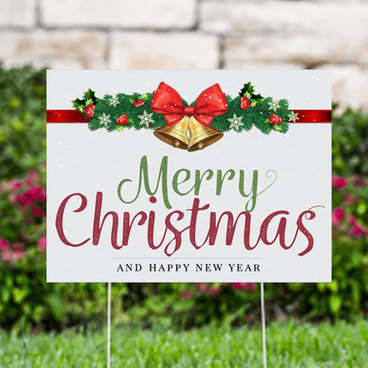 Merry Christmas Jingle Bell Yard Signs - Santa