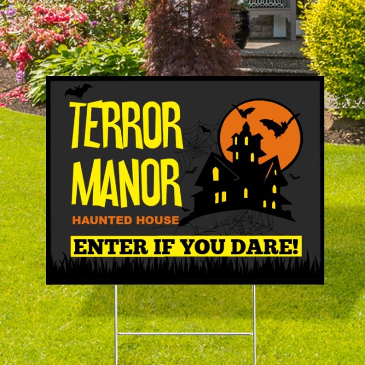Terror Manor Enter If You Dare Yard Signs - Halloween Yard Signs