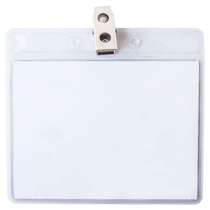 Horizontal Badge Holder with Bulldog Clip - Back Side - 