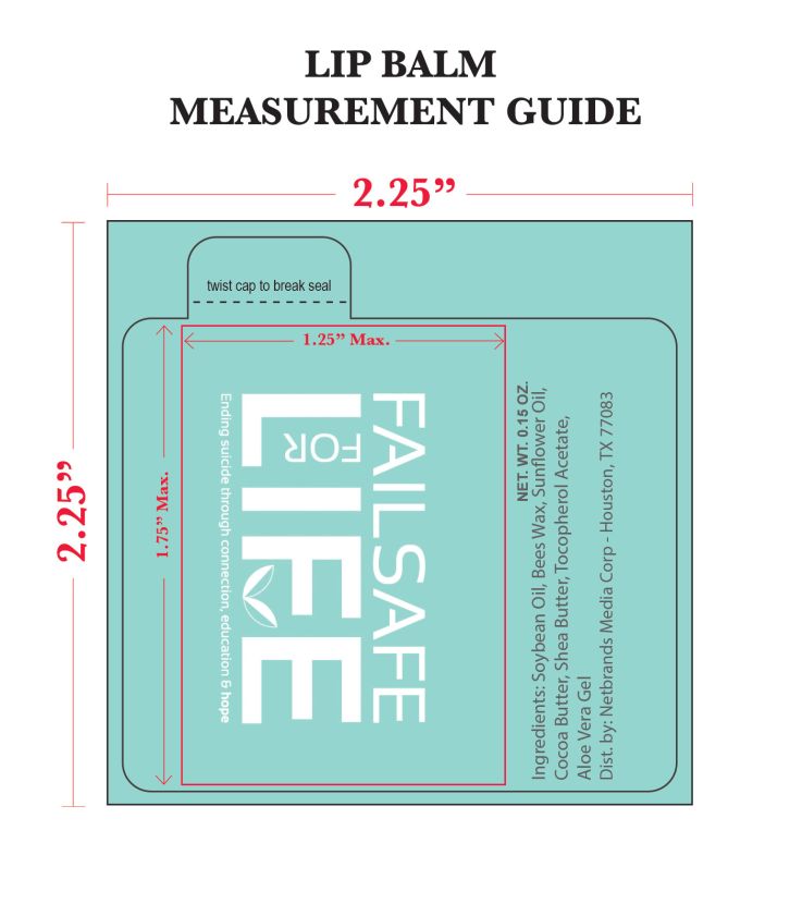 1   Custom SPF 15 Beeswax Lip Balms - Full Color Label Measurement Guide - 
