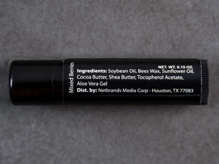 Black Lip Balm Tube with Full Imprint Colors - Ingredients Label - Lip