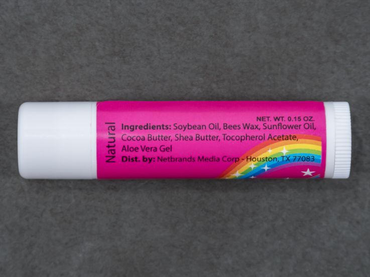 White Natural Beeswax Lip Balm with Full Imprint Colors - Ingredients Label - Sunscreen