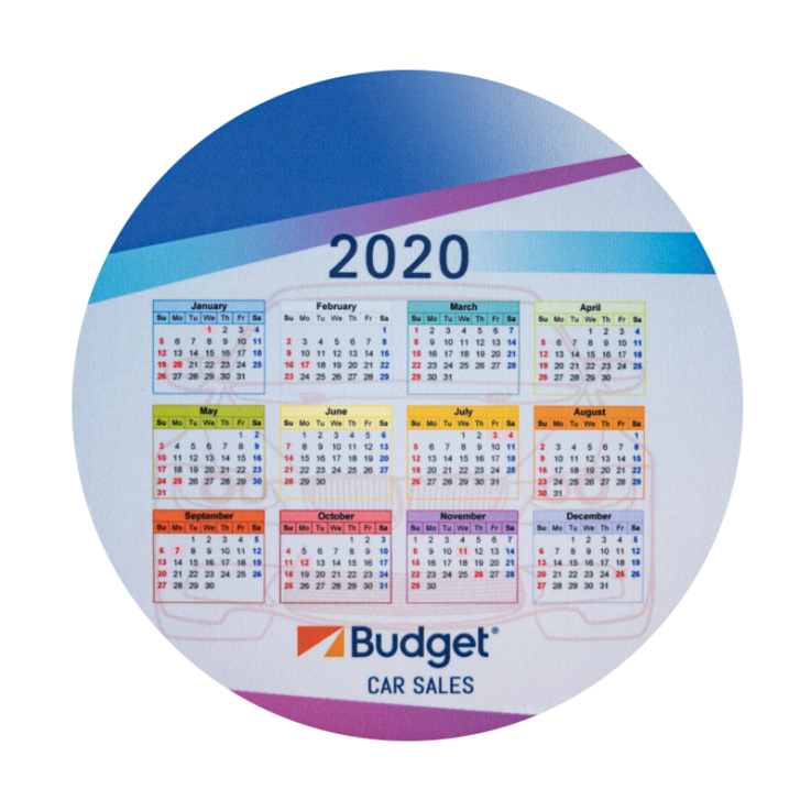 Full Color 2020 Calendar Circle Mouse Pads - Imprint Mouse Pads