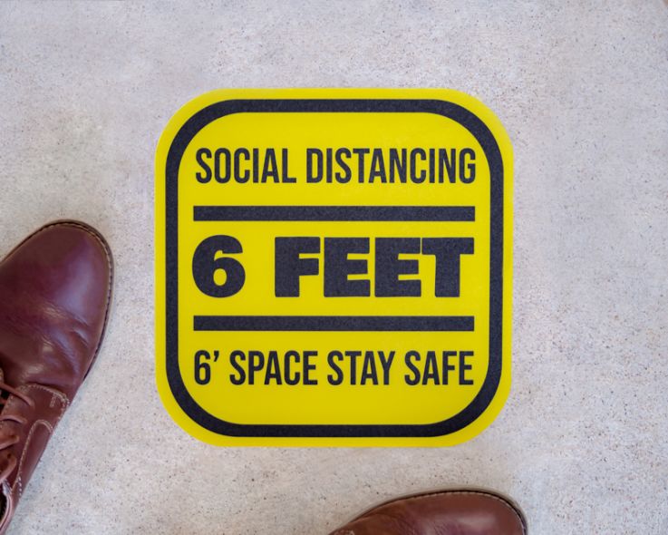 6ft Space Square Social Distancing Stickers - Floor Stickers