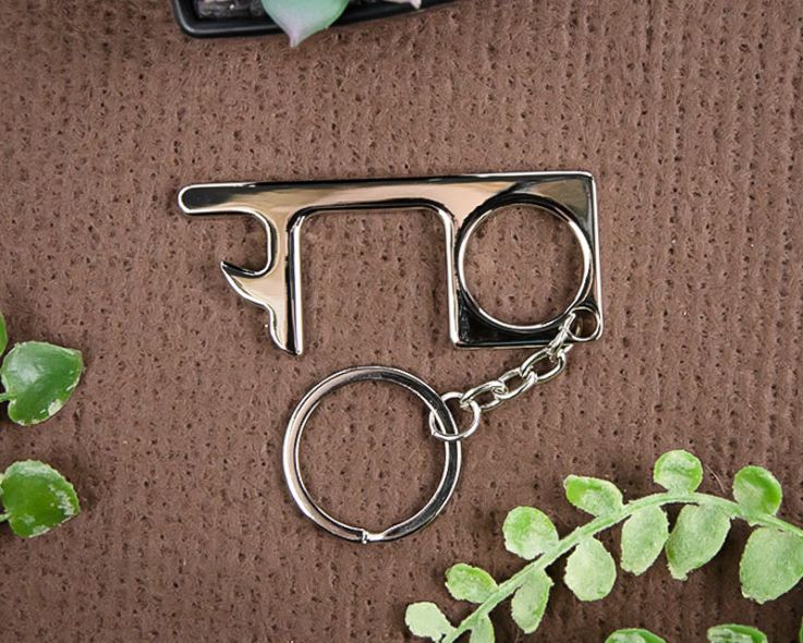 Touch Free Multi Functional Metal Keychains - Gold