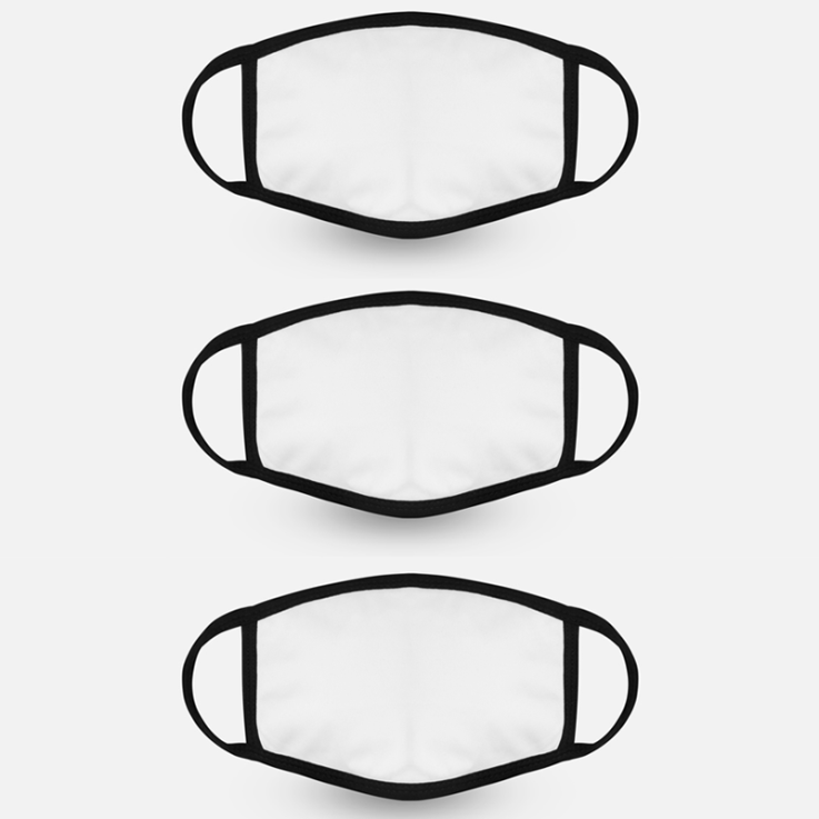 Black Trim Fabric Face Masks - Front - Blank Sublimation
