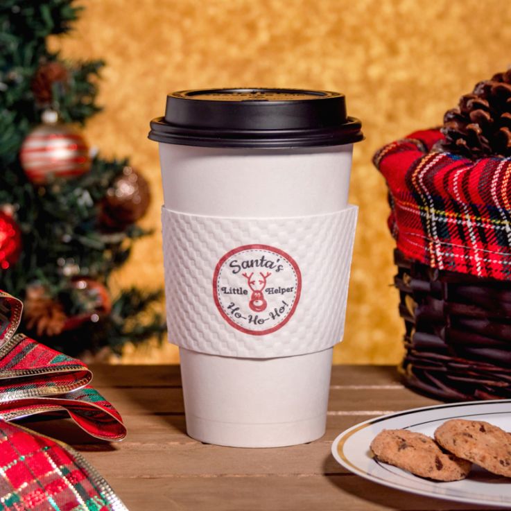 0001Custom Premium Embossed White Cup Sleeves - Paper Cup Sleeves