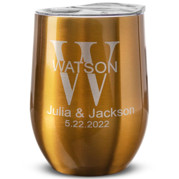 12 Oz. Laser Engraved Stainless Steel Wine Tumblers - Drinkware
