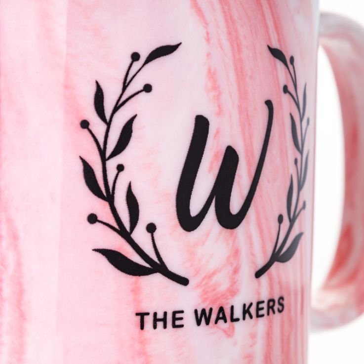 11oz Marble Coffee Mugs - Pink Details - Cafe