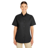 Harriton Ladies' Foundation 100% Cotton Short-Sleeve Twill Shirt With Teflon&trade;
