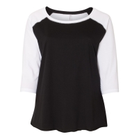 LAT Women's Curvy Collection Baseball Three-Quarter Sleeve Tee - 3830