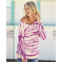 MV Sport Women's French Terry Off-the-Shoulder Tie-Dyed Sweatshirt - W20173