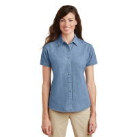Port & Company Women's Short Sleeve Value Denim Shirt.