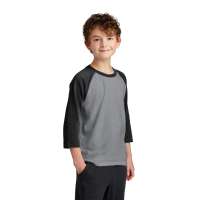 Port &amp; Company Youth Core Blend 3/4-Sleeve Raglan Tee.