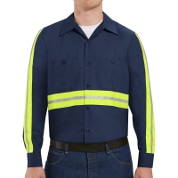 Red Kap Men's Industrial Enhanced-Visibility Long Sleeve Work Shirt - SP14E