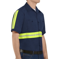 Red Kap Men's Tall Enhanced Visibility Short Sleeve Cotton Work Shirt - SC40ET