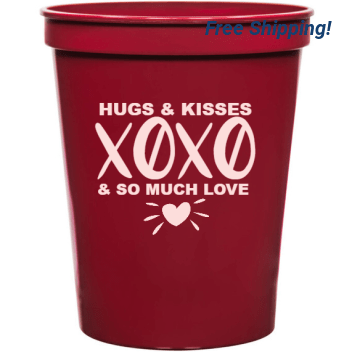 Holiday Hugs Kisses X0x0 So Much Love 16oz Stadium Cups Style 128497