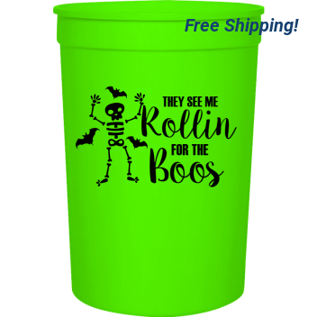 Halloween They See Me Rollin For The Boos 16oz Stadium Cups Style 124478