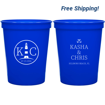 Personalized Light Tower Nautical Beach Wedding Stadium Cups