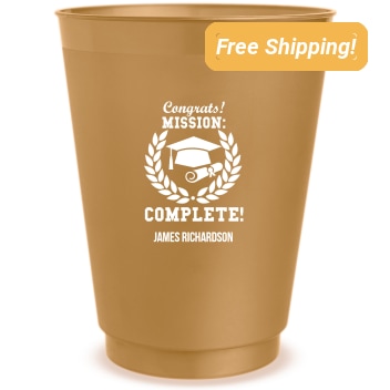 Custom Congrats Mission Complete Graduation Frosted Stadium Cups
