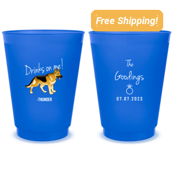 Custom German Shepherd Drinks On Me Pet Wedding Frosted Stadium Cups
