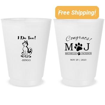Custom Husky Illustration I Do Too Pet Wedding Frosted Stadium Cups