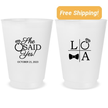 Custom Initials She Said Yes Engagement Frosted Stadium Cups