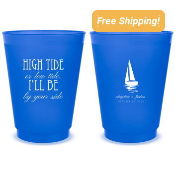 Custom I&rsquo;ll Be By Your Side Sailboat Nautical Wedding Frosted Stadium Cups