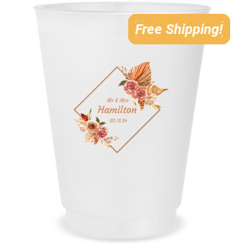 Custom Last Name Bohemian Floral Wedding Frosted Stadium Cups