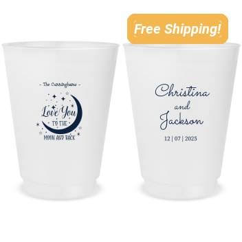 Custom Love You To The Moon And Back Wedding Frosted Stadium Cups