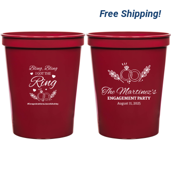 Custom Bling Bling I Got The Ring Engagement Stadium Cups