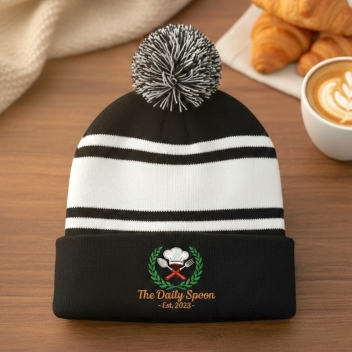 Custom Two-tone Knit Pom Beanies