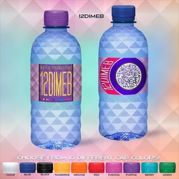 12 Oz Blue Tinted Diamond Bottle With Flat Cap