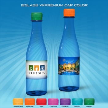 12 Oz Blue Glastic Bottle With Premium Cap Color