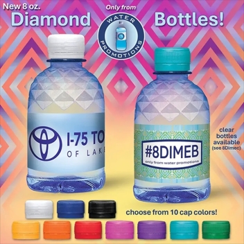 8 Oz Blue Tinted Diamond Bottle With Flat Cap