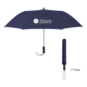 44" Arc Telescopic Folding Wood Handle Umbrella