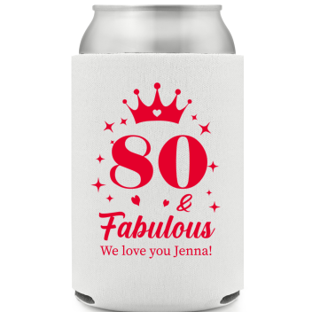 80 And Fabulous Birthday Full Color Can Coolers