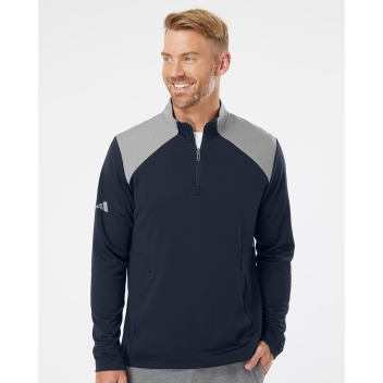 Adidas Men's Textured Mixed Media Quarter-zip Pullover - A532