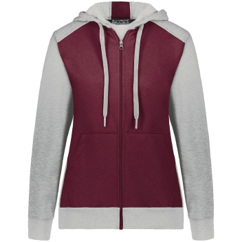 Augusta Sportswear Women's Eco Revive&trade; Three-season Triblend Fleece Full-zip Hooded Sweatshirt - 6901