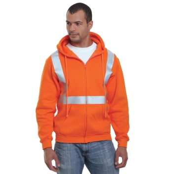 Bayside Men's Usa-made Hi-visibility Full-zip Hooded Sweatshirt - 3790