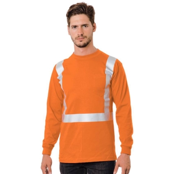 Bayside Unisex Usa-made 50/50 Hi-visibility Long Sleeve Pocket T-shirt - 3782