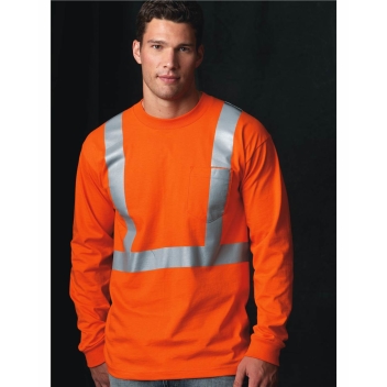 Bayside Unisex Usa-made High Visibility Long Sleeve Pocket T-shirt - 3781