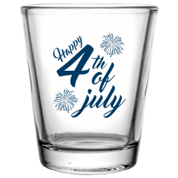 Fourth Of July 4 Happy Custom Clear Shot Glasses- 1.75 Oz. Style 107527