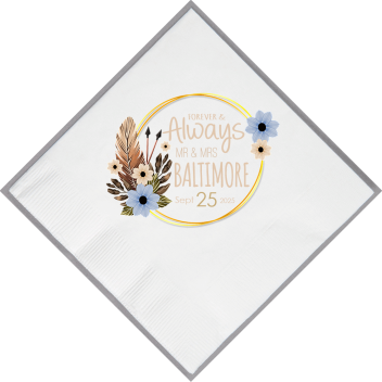 Custom Forever & Always Floral Arch Bohemian Wedding Premium Full Color Napkins