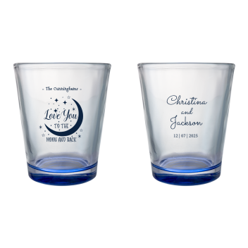 Custom Love You To The Moon And Back Wedding Clear Shot Glasses