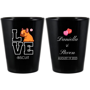 Customized Corgi Love Pet Wedding Black Shot Glasses