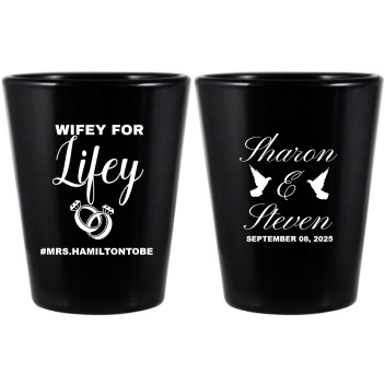 Customized Wifey For Lifey Engagement Black Shot Glasses
