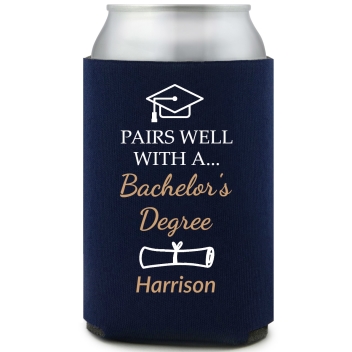 Pairs Well With A Bachelor's Degree Full Color Foam Collapsible Coolies All Over Print Style 172353
