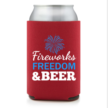 Full Color Foam Collapsible Can Coolers Fourth Of July Fireworks Freedom Beer Style 137244