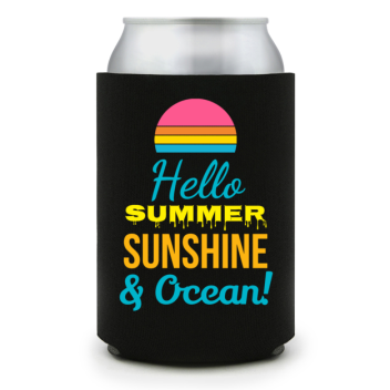 Full Color Foam Collapsible Can Coolers Summer Season Hello Summer Sunshine Ocean Style 136127